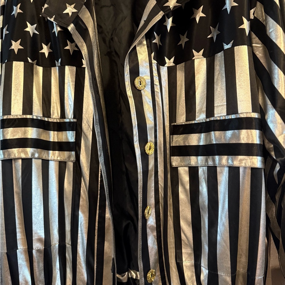 Black and Silver Star Striped Women's Jacket - Picture 2 of 5